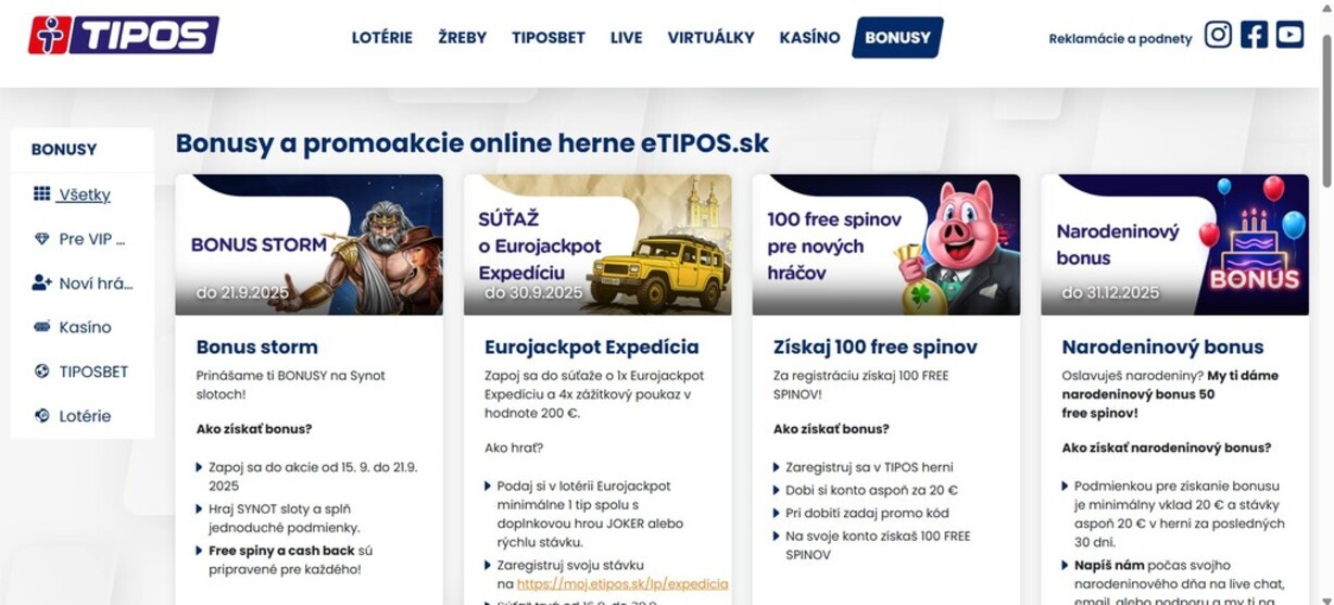 Bonusy Tiposbet SK