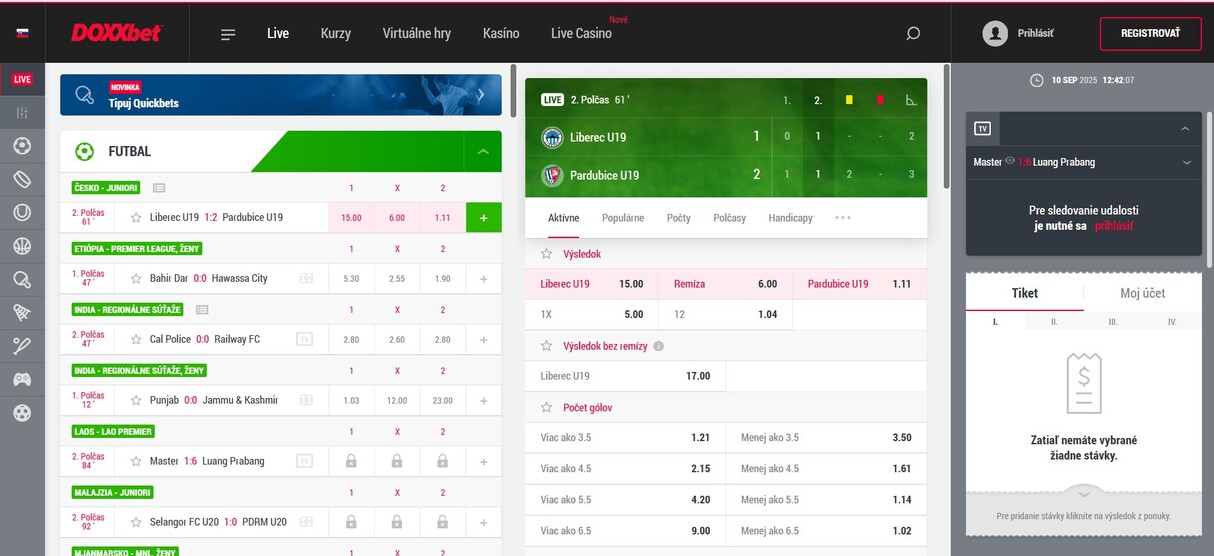 Doxxbet Live Betting sk