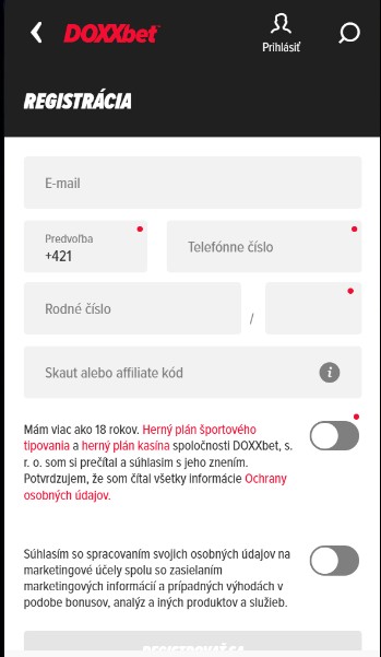 Doxxbet Registracia sk mobile