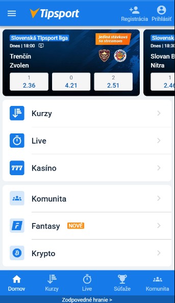 Homepage Tipsport sk