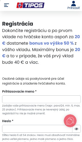 Tiposbet Registracia SK