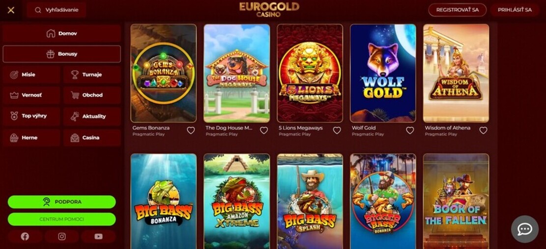 Eurogold Kasínové hry od Pragmatic Play Casino Slovensko pc