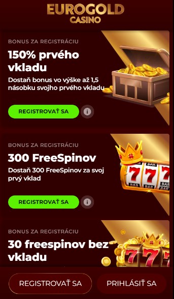 Eurogold Promo akcie kasína Slovensko